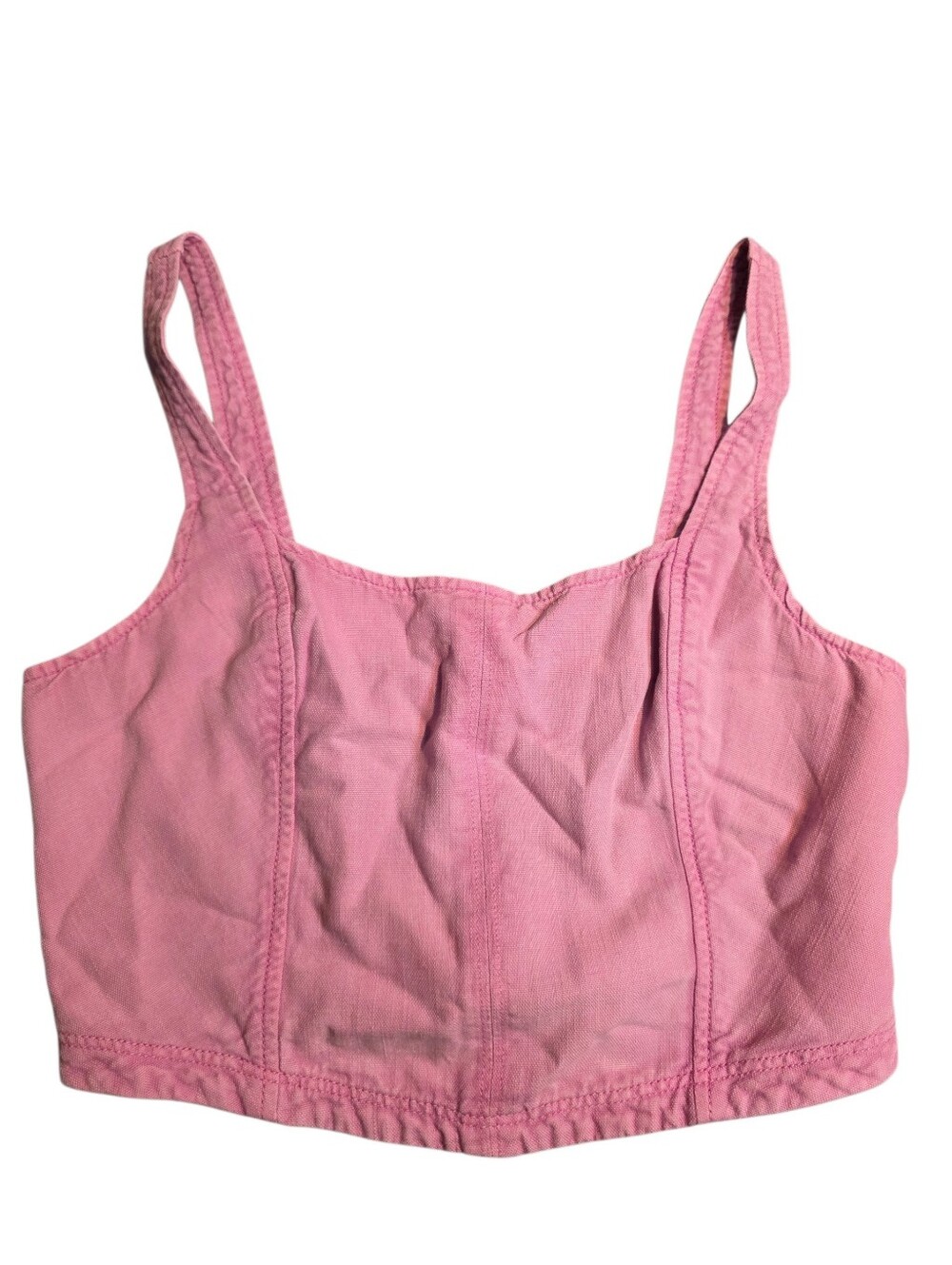 Pilcro Cotton/Linen Cropped Corset Tank Top- Medium